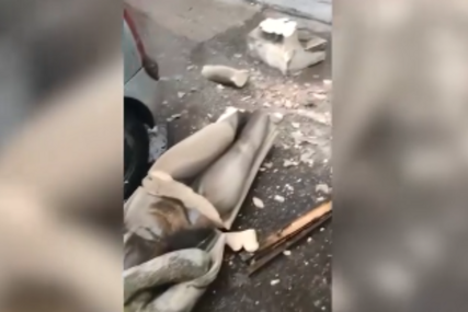 (VIDEO) INCIDENT Pala statua sa fasade, oštećen automobil, poznato i da li ima povrijeđenih