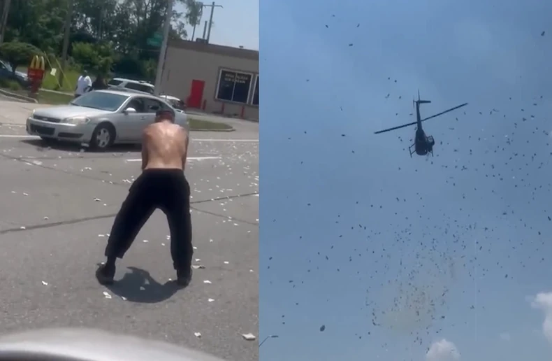 Baca pare iz helikoptera