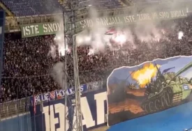 (VIDEO) SKANDAL NA MAKSIMIRU Navijači Dinama napravili koreografiju, a na njoj tenk, ustaški simbol i tabla na ćirilici