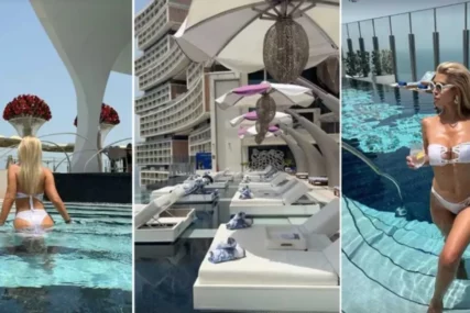 IZNAD NIVOA BAZENA CRVENE RUŽE Bijeli kupaći samo što ne pukne zbog oblina Snežane Borjan u Dubaiju