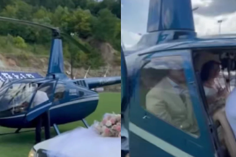 Mlada na svadbu stigla helikopterom