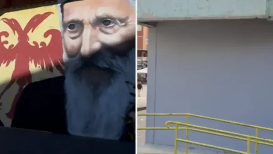 Prekrečeni murali patrijarha Pavla i mitropolita Amfilohija