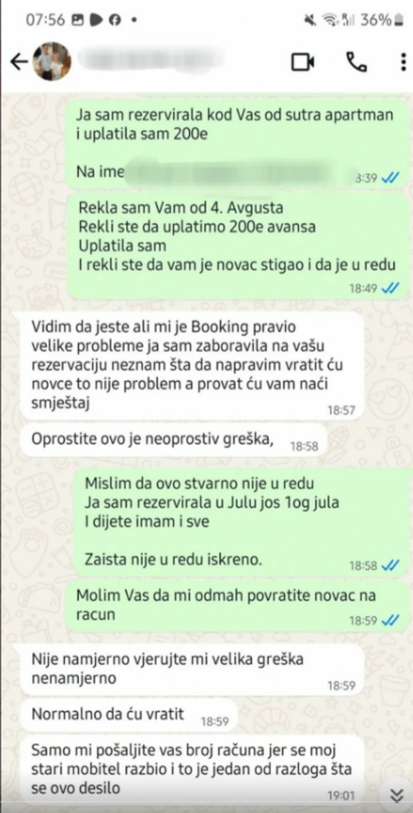Prepiska sa vlasnicom apartmana 
