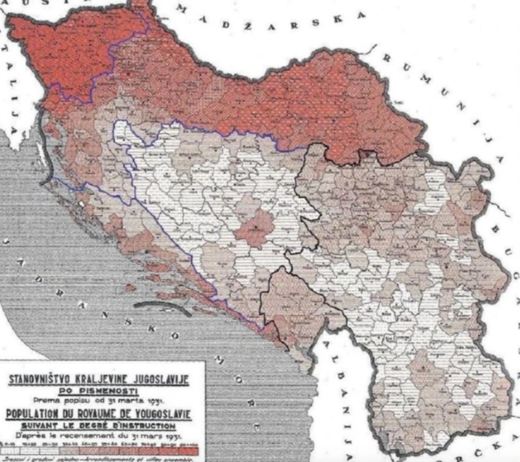 Karta pismenosti u Kraljevini Jugoslaviji 