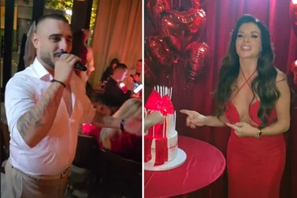 (VIDEO) Muž iznio veliku tortu: Darko Lazić pjevao na 40. rođendanu Ane Sević, slavljenica gori u izazovnoj haljini
