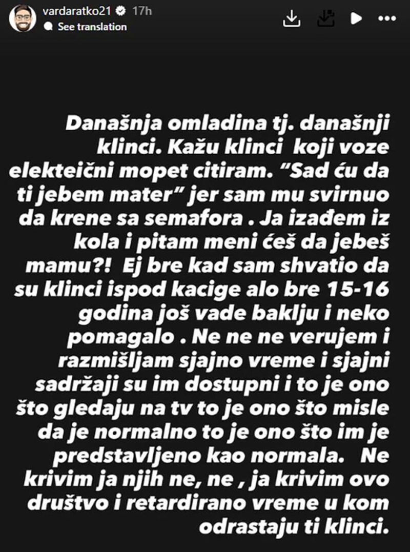 FOTO: VARDARATKO21/INSTAGRAM/SCREENSHOT