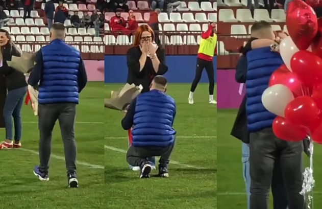 (VIDEO) "UDAJ SE ZA MENE" Momak organizovao lažnu nagradnu igru pa iznenadio djevojku prosidbom na terenu