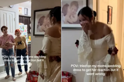 (VIDEO) REAKCIJA MAJKE IZNENADILA SVE Kćerka obukla njenu vjenčanicu sa svadbe, snimak postao viralan