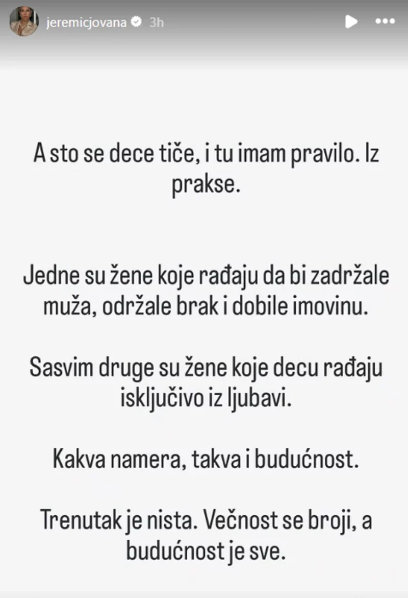 FOTO: JEREMICJOVANA/INSTAGRAM/SCREENSHOT