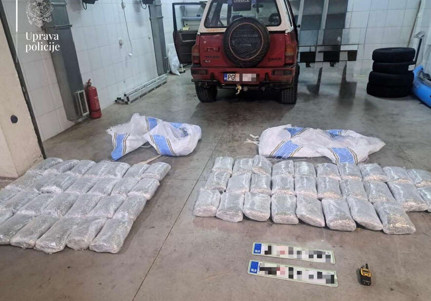 (FOTO) Pronađeno oko 60 kg marihuane: U Crnoj Gori uhapšen bivši policajac