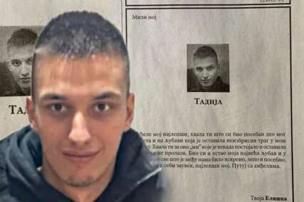 (FOTO) "BIO SI I OSTAO MOJA NAJVEĆA LJUBAV" Bivša djevojka se oprostila od ubijenog Tadije Pantića (23), čitulje tjeraju suze
