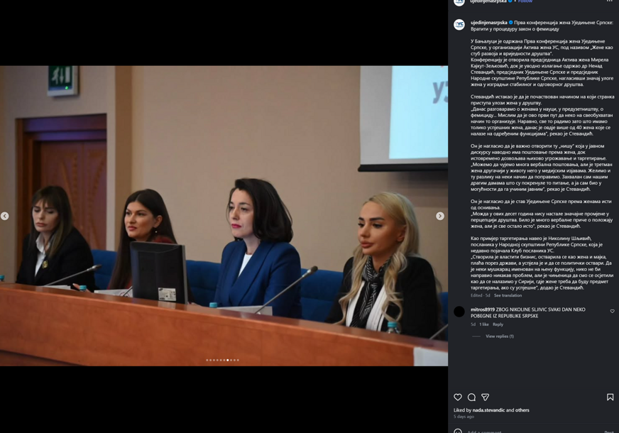 Aktiv žena Ujedinjena srpska panel