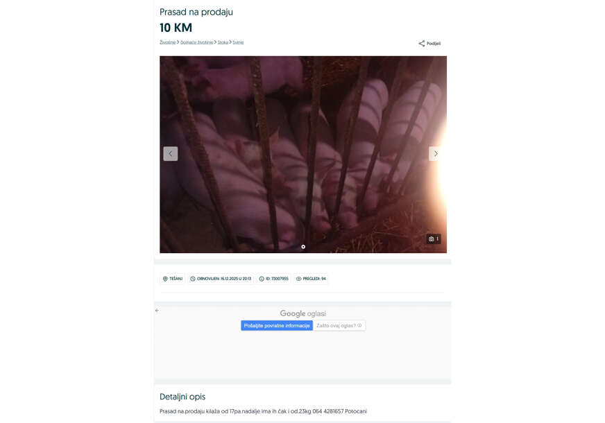 FOTO: OLX.BA/SCREENSHOT