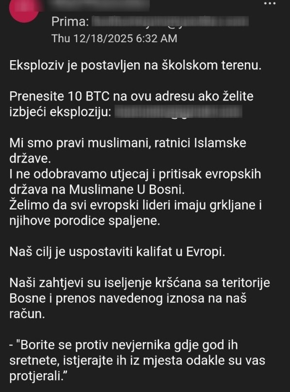 dojava o bombi u školi