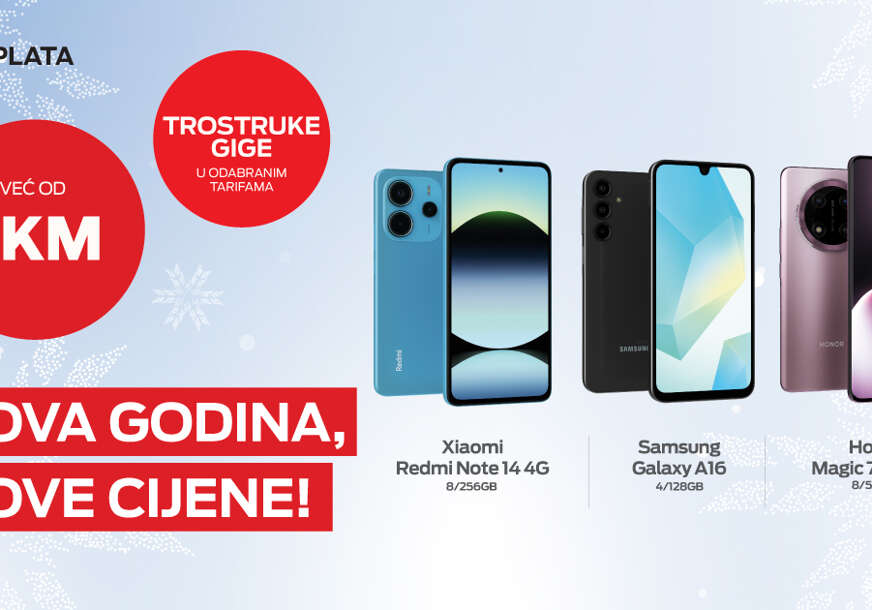 Već za 1 KM u odabranim Pretplata tarifama: Nova godina u m:tel-u donosi nove, niže cijene telefona