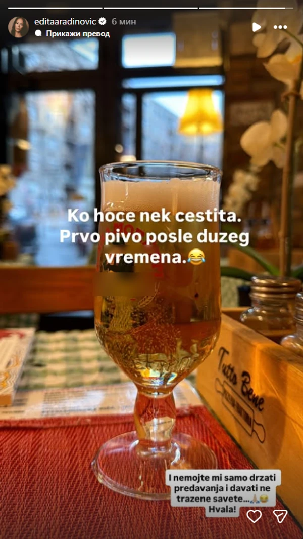 Edita Aradinović pije pivo