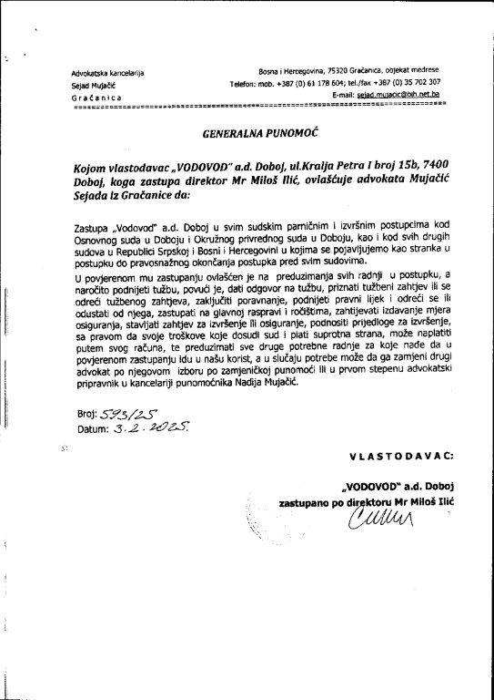 punomoć-advokat doboj