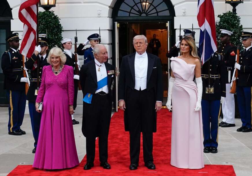melanija tramp, donald tramp , kralj čarls i kraljica kamila