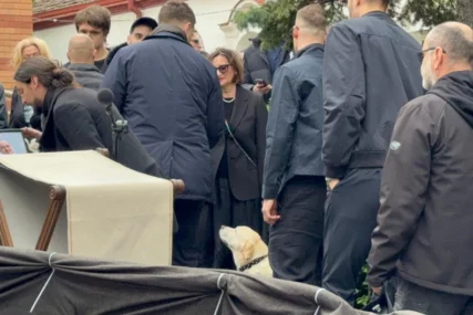 (VIDEO) Dirljiva scena na Novom groblju: Pas Duleta Vujoševića ispraća gazdu na vječni počinak, supruga trenera dovela Žutu ispred crkve