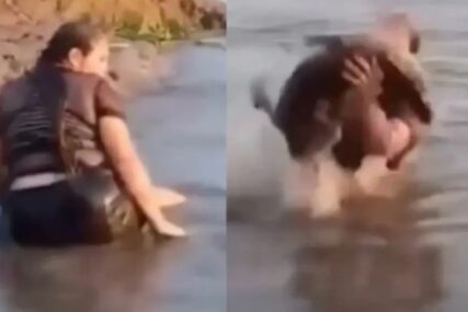 (VIDEO) UZNEMIRUJUĆI PRIZOR Djevojka mislila da je dohvatila granu u vodi, a onda je iskočila zvijer
