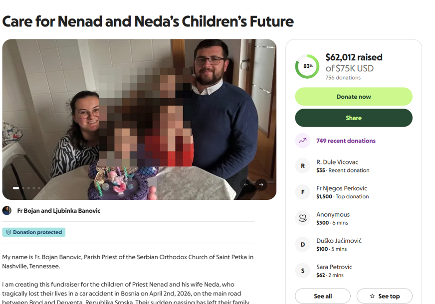Humanost bez granica: Više od 100.000 KM prikupljeno za djecu nastradalih supružnika kod Broda