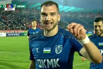 (VIDEO) Dominira u dresu OKMK: Srbin dao gol, pa čestitao Vaskrs usred Uzbekistana