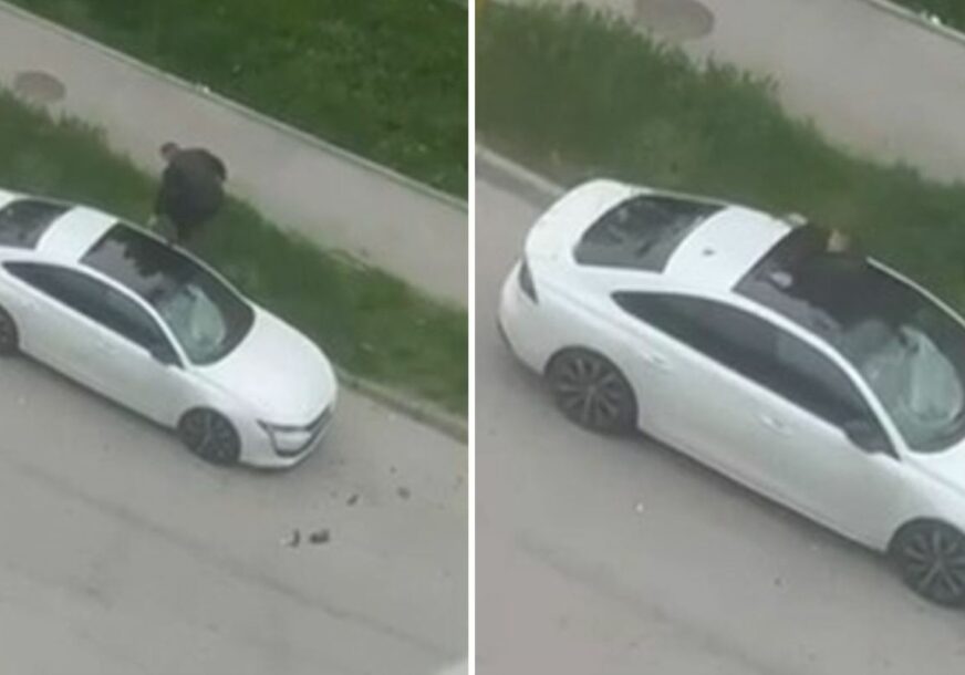 (VIDEO) NEVJEROVATNE SCENE Muškarac uništavao automobil, pa propao kroz krov