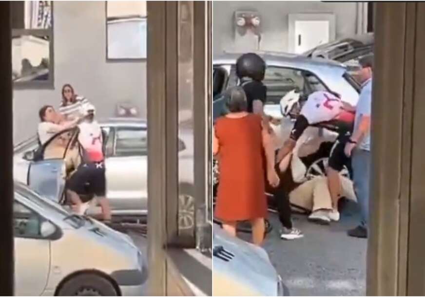 (UZNEMIRUJUĆI SNIMAK) BICIKLISTA KRVNIČKI UDARA ŽENU Širi se jeziv video, muškarac pesničio djevojku na sred ulice, pa pobjegao