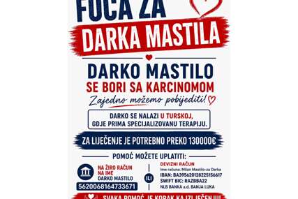 Potrebno 130.000 evra: Pomozimo Darku Mastilu da iz NAJTEŽE BITKE izađe kao POBJEDNIK