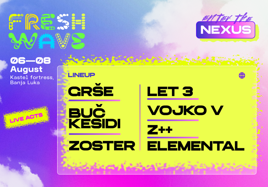 Freshwave Festival objavio live lineup: Grše, Buč Kesidi, Zoster, Let3, Vojko V, Z++, Elemental stižu na Kastel
