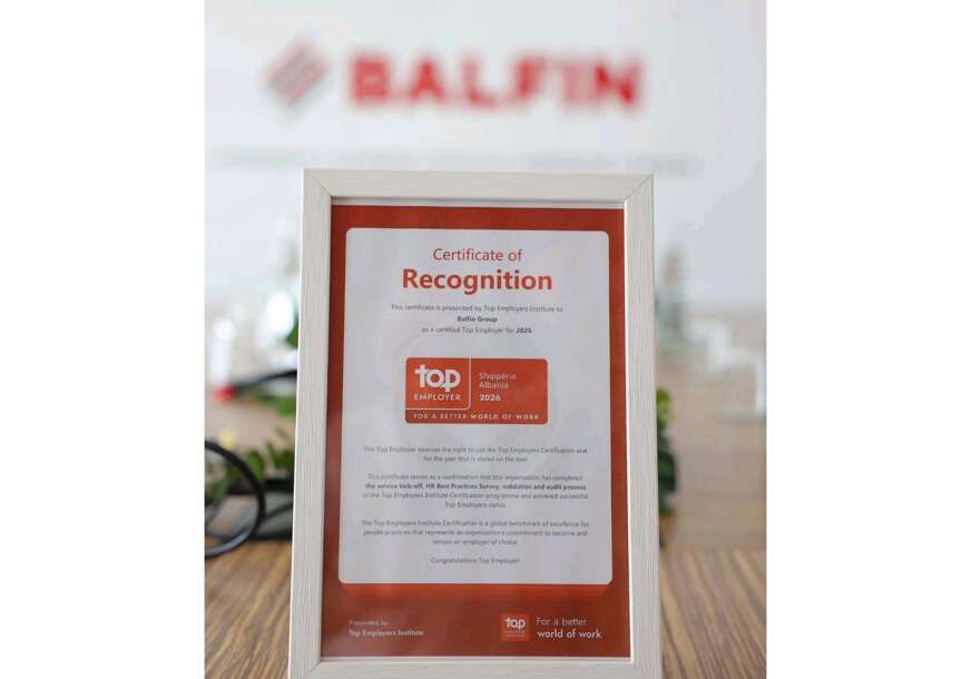 Top Employers Institute proglasio BALFIN Group jednim od najboljih poslodavaca za 2026. godinu