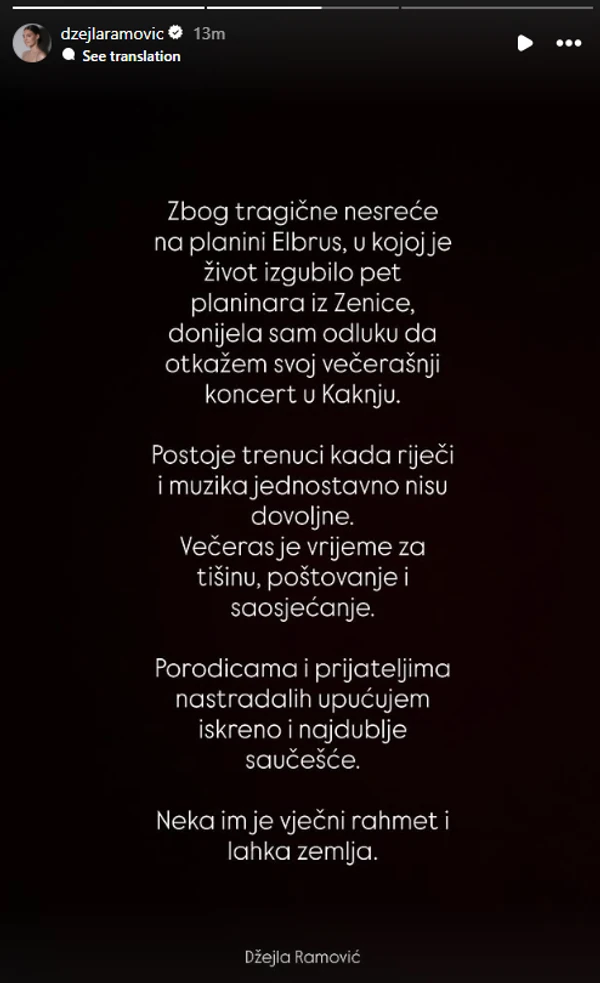 FOTO:  DZEJLARAMOVIC / INSTAGRAM/SCREENSHOT