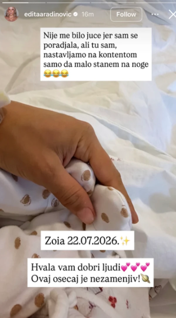 FOTO: EDITAARADINOVIC/INSTAGRAM 