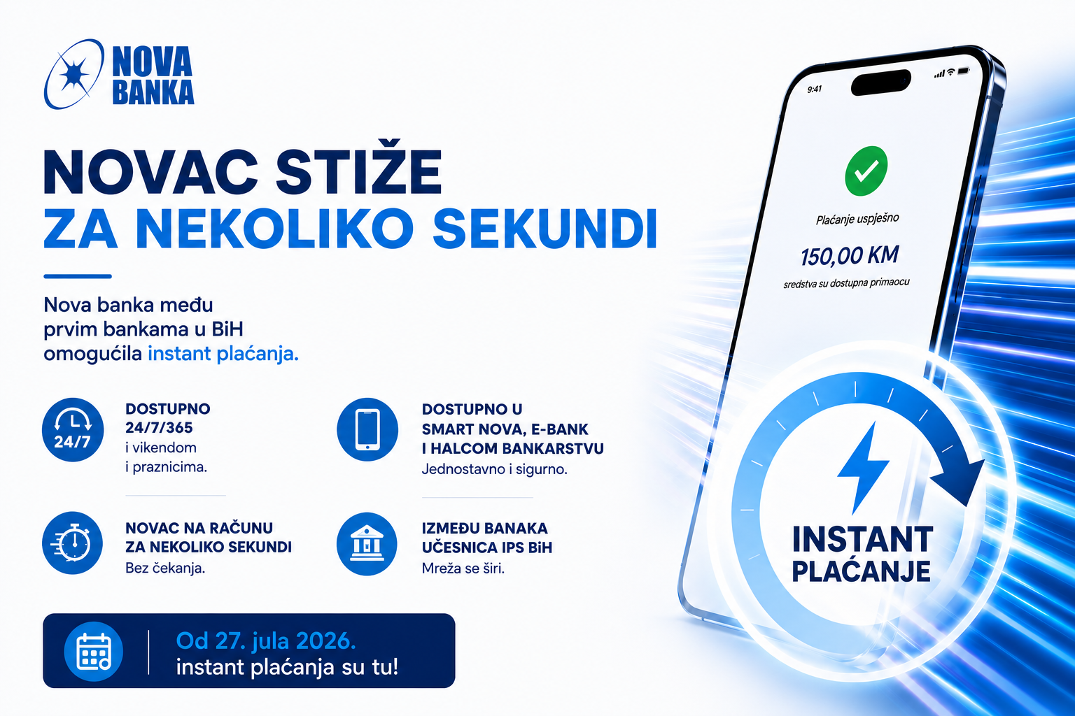 Novac stiže za nekoliko sekundi: Nova banka među prvim bankama u BiH omogućila instant plaćanje