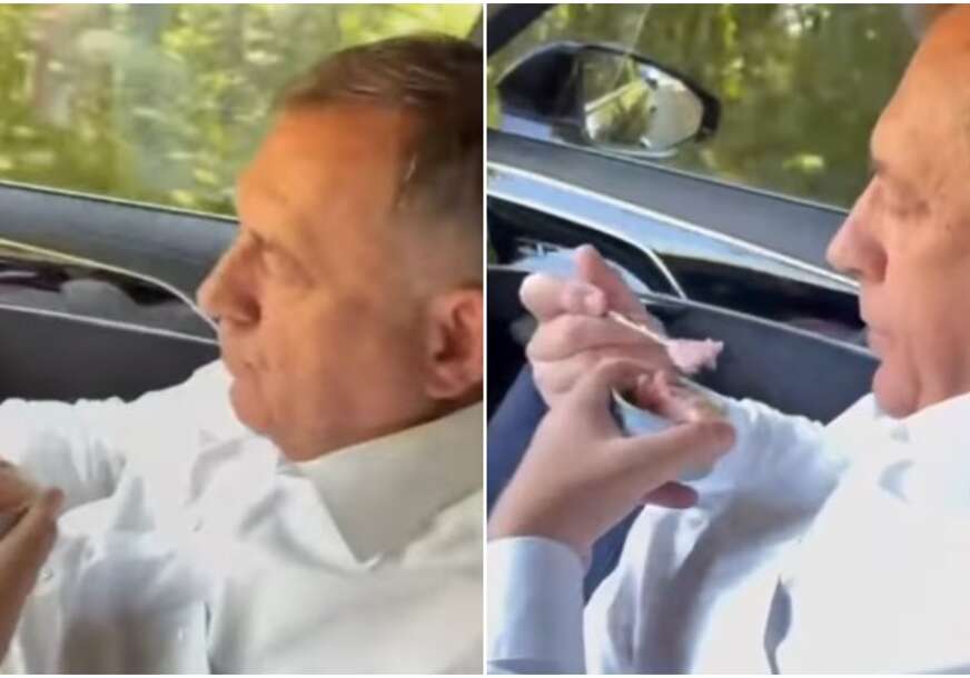 (VIDEO) Zbog gustog rasporeda predsjednik SNSD preskočio doručak: Pogledajte šta Milorad Dodik jede u automobilu