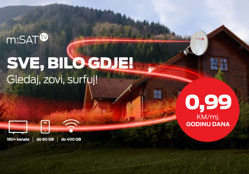 m:SAT – bilo gdje u BiH: Samo 0,99 KM/mj. godinu dana