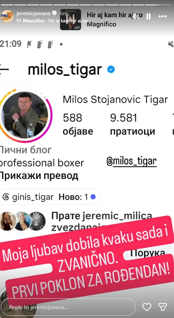 FOTO: JOVANAJEREMIC/INSTAGRAM