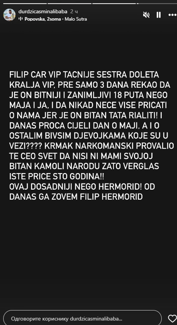 FOTO: ASMIN DURDŽIĆ/INSTAGRAM/SCREENSHOT